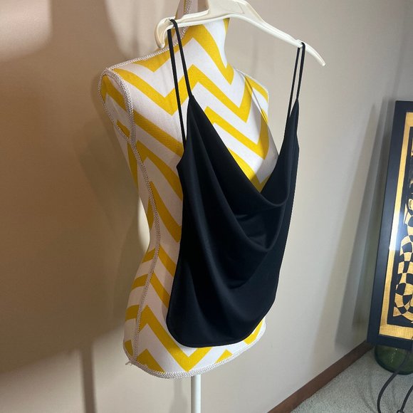 Long Paige New York Black Drape Top L - Picture 2 of 5